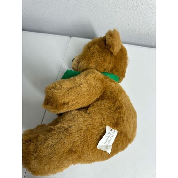 Rare Vintage Beverly Hills Teddy Bear Co Plush Teddy Bear 13” Brown Green Bow - Picture 9 of 10